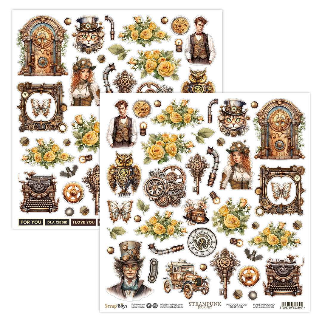 Set de papeles Scrap Boys 8x8" Steampunk Journey