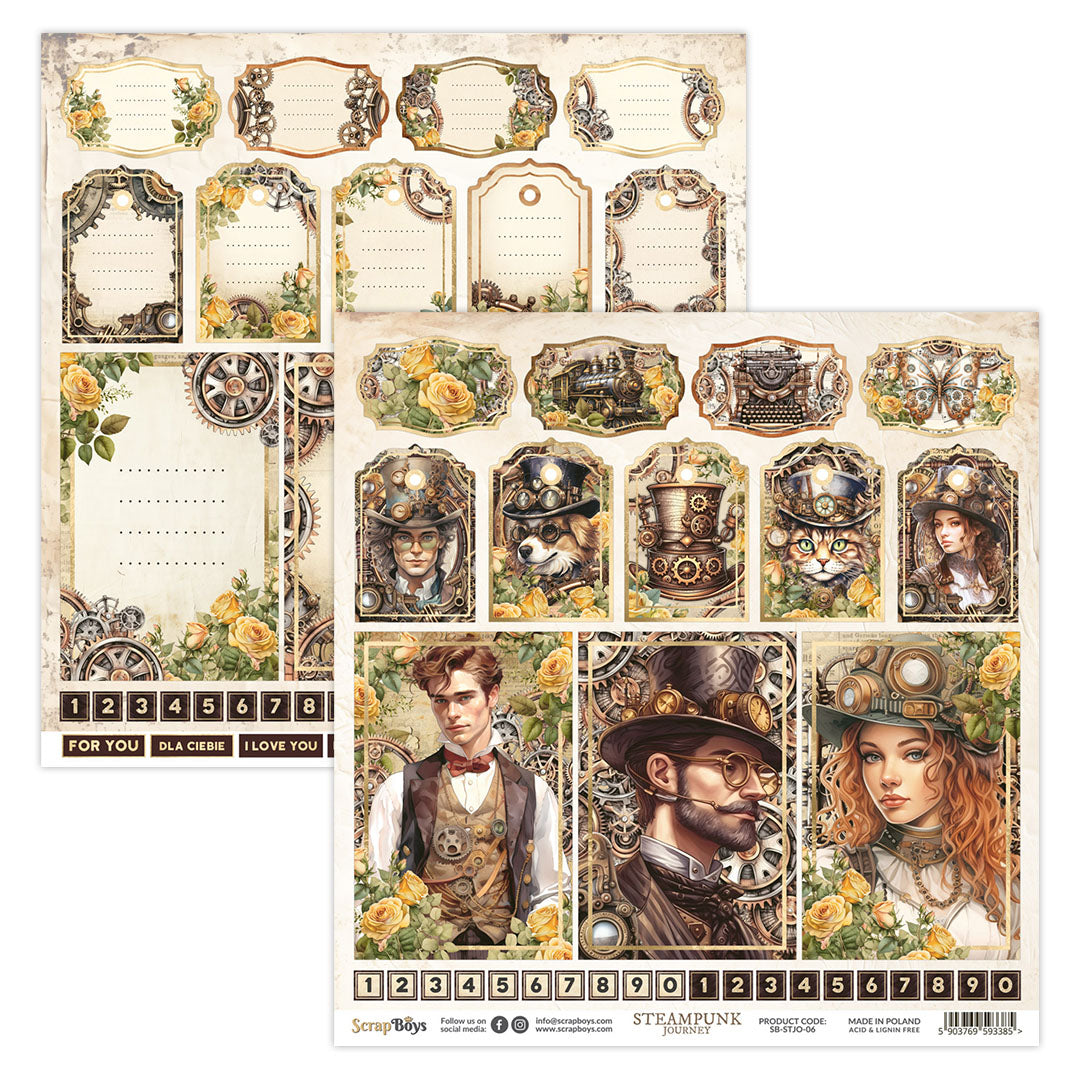Set de papeles Scrap Boys 8x8" Steampunk Journey