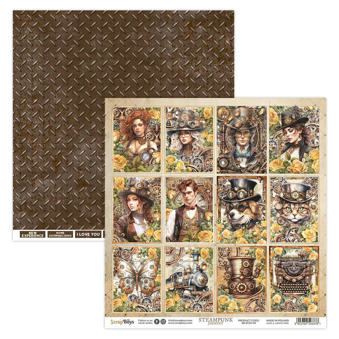 Set de papeles Scrap Boys 8x8" Steampunk Journey