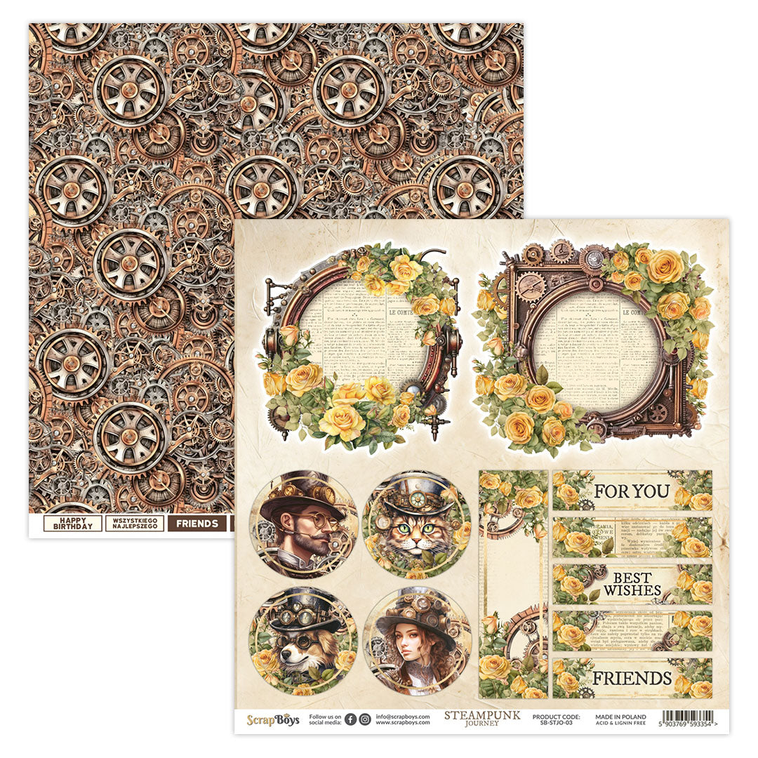 Set de papeles Scrap Boys 8x8" Steampunk Journey
