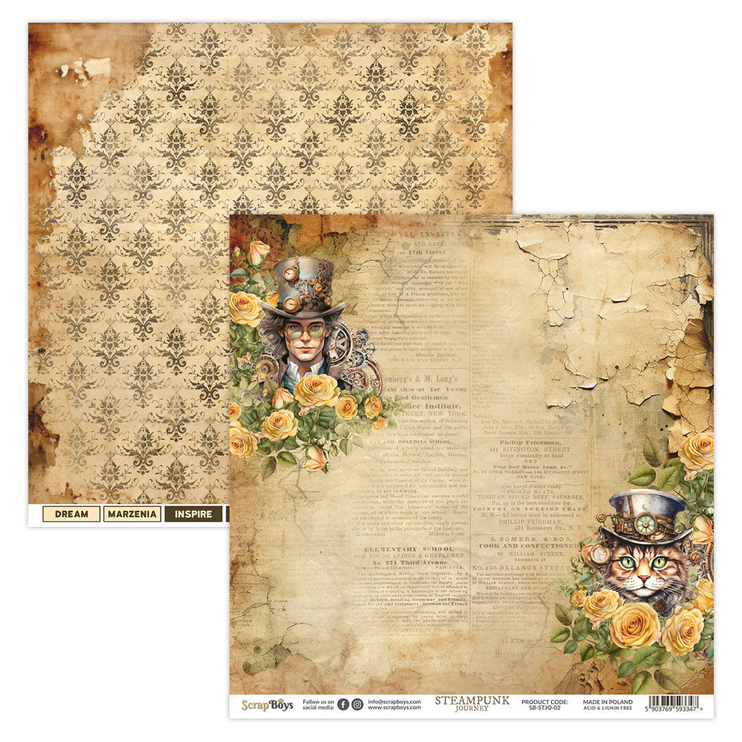 Set de papeles Scrap Boys 8x8" Steampunk Journey