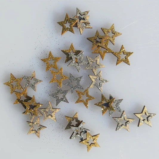 Simply Creative Basics Glittered Wooden Stars 30 Pcs