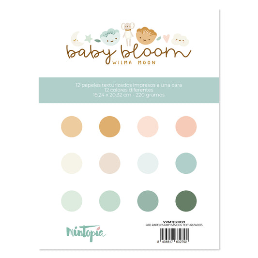 Bloc 6"x8" papel texturizado una cara Básicos Baby Bloom de Mintopía