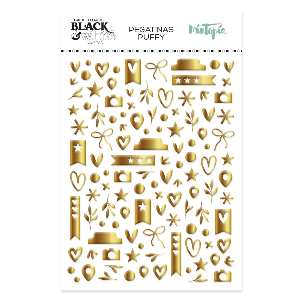 Pegatinas puffy gold foil Black and white