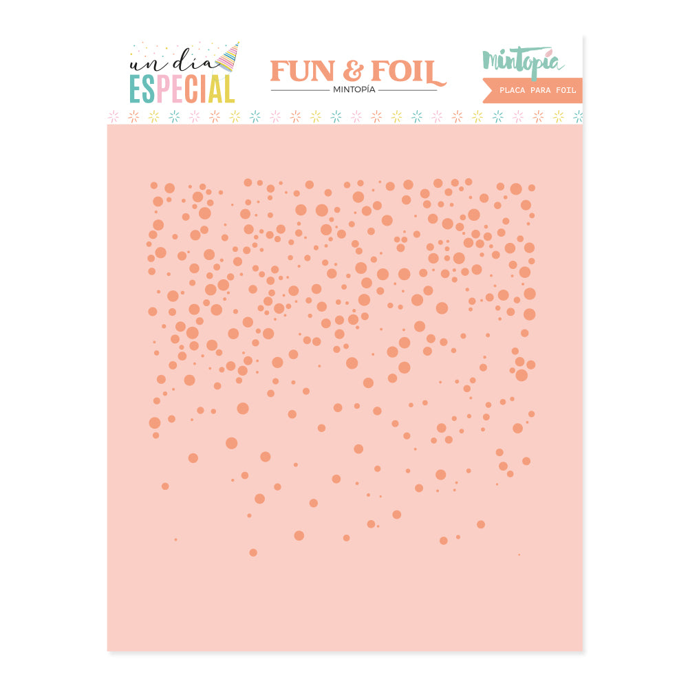 Placa Hot Foil&Fun Fondo confetti Un día especial de Mintopía