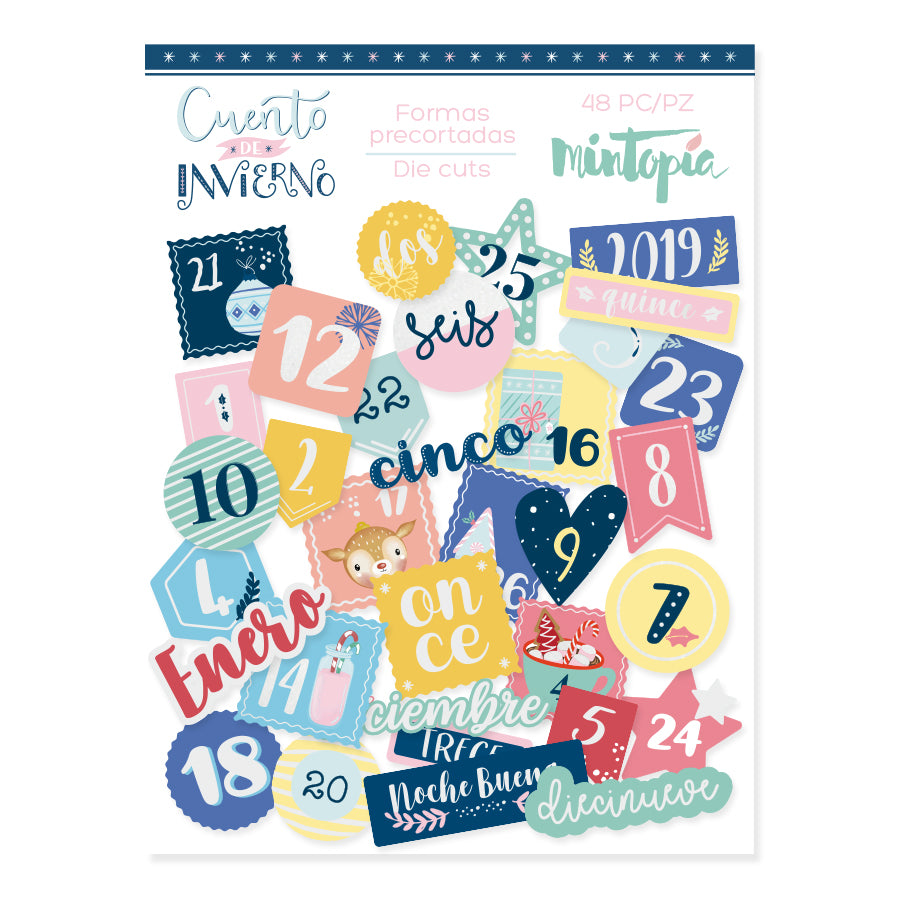 Die cuts Números de adviento con foil Cuento de invierno