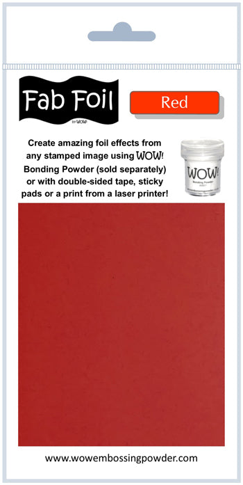 Wow Fab Foil hoja de 10 cm x 1 metro Red