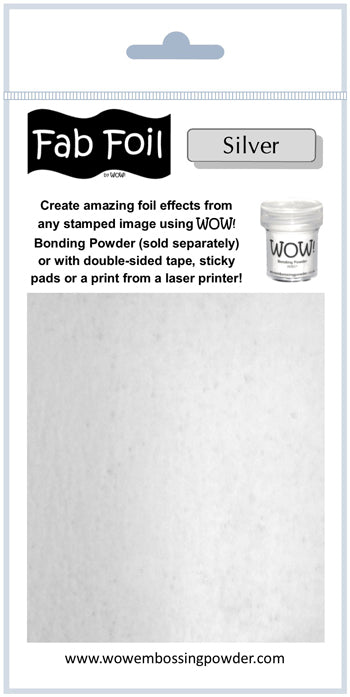 Wow Fab Foil hoja de 10 cm x 1 metro Bright Silver