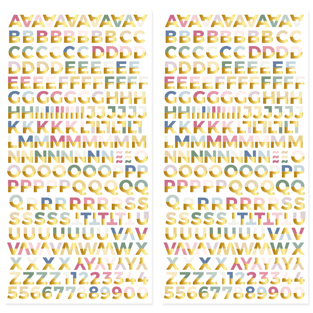 Alfabeto chipboard con foil Pétalos
