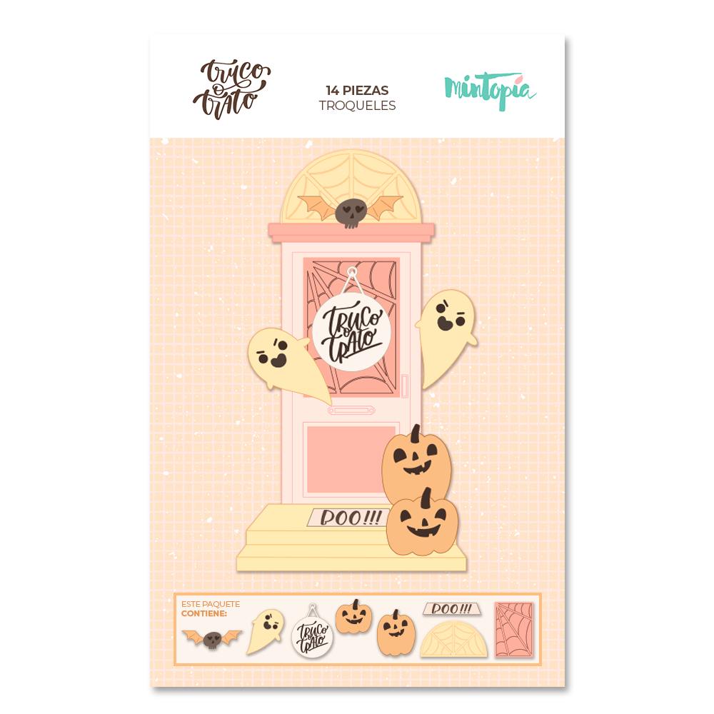 Troquel Complementos Halloween puerta Truco o trato