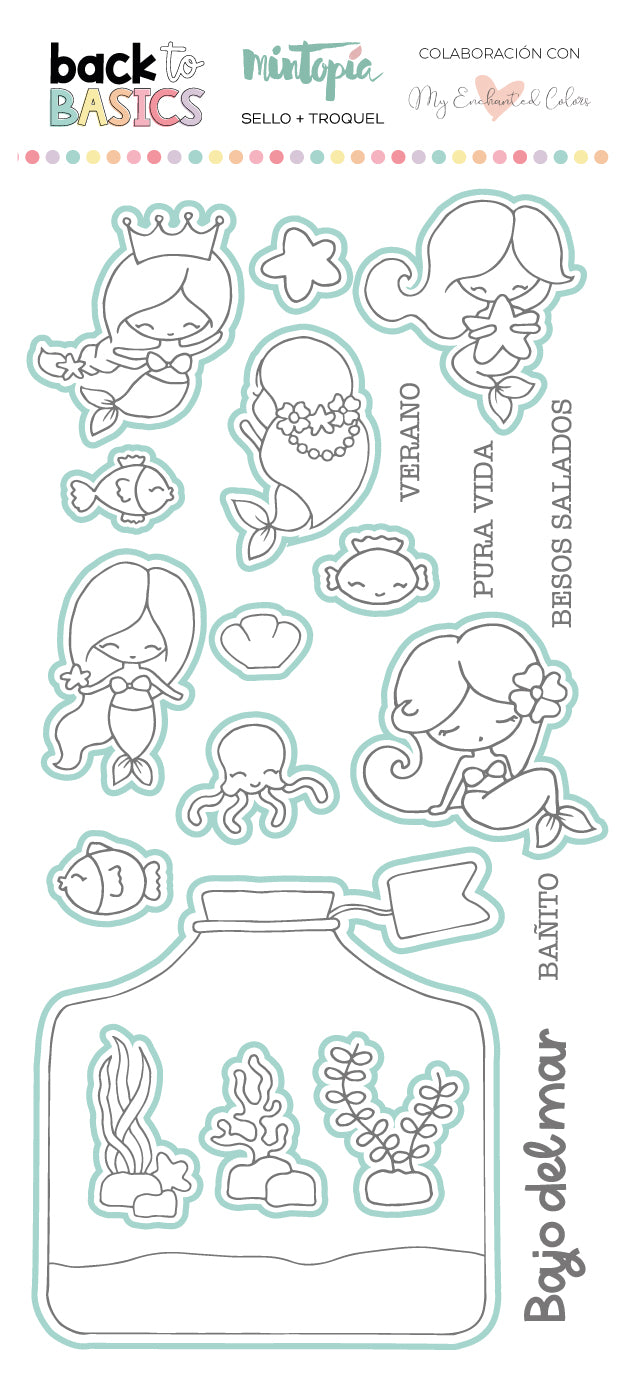 Sello y troquel coordinado Bajo el mar Back to Basics