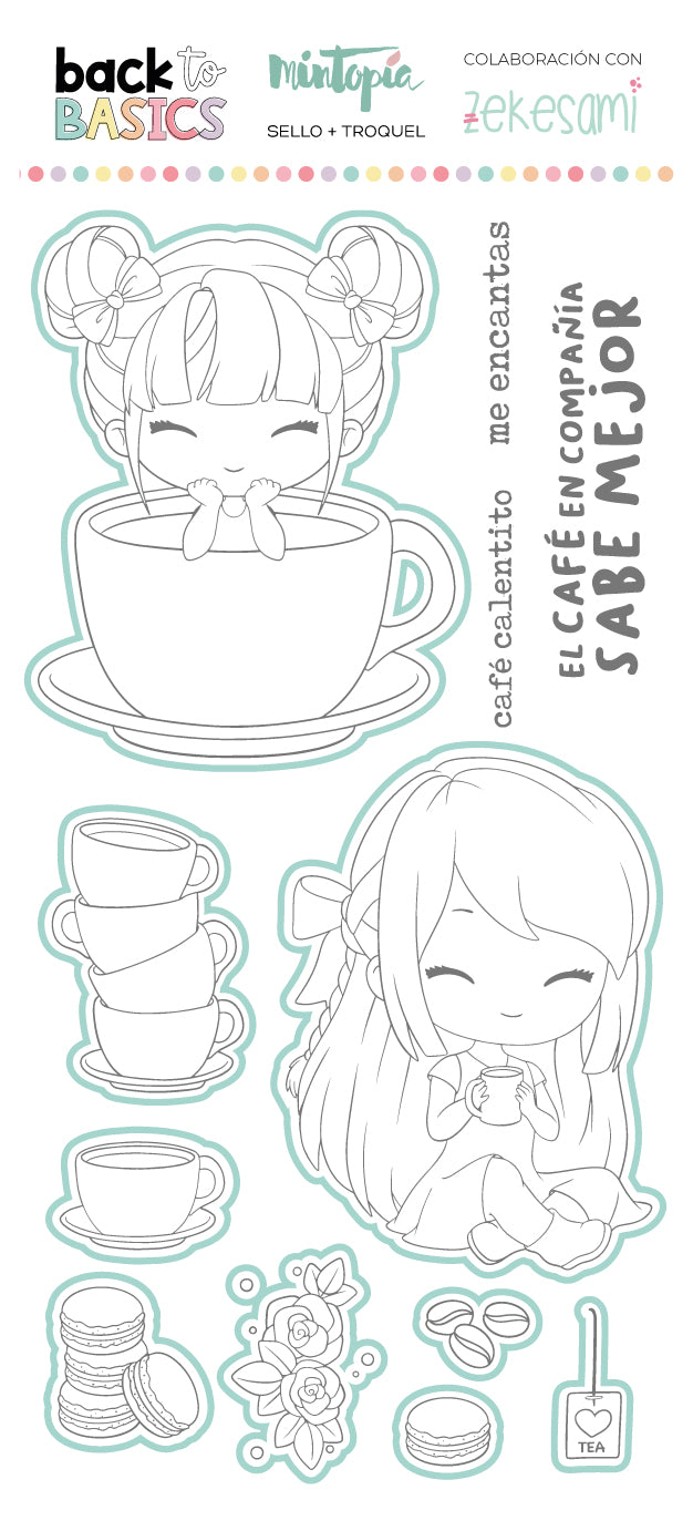 Sello y troquel coordinado Café Back to Basics