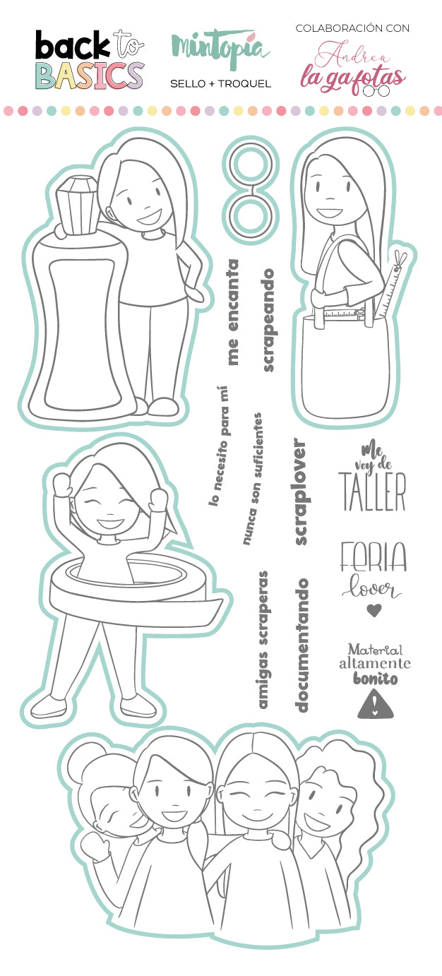 Sello y troquel coordinado Scraplover Back to Basics