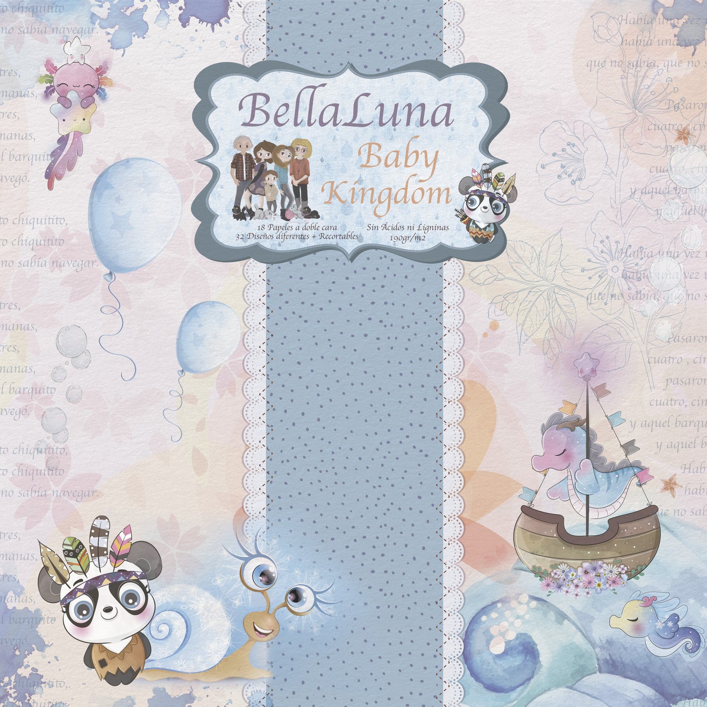 Pad 8x8" Bellaluna Crafts con 18 papeles doble cara Baby Kingdom