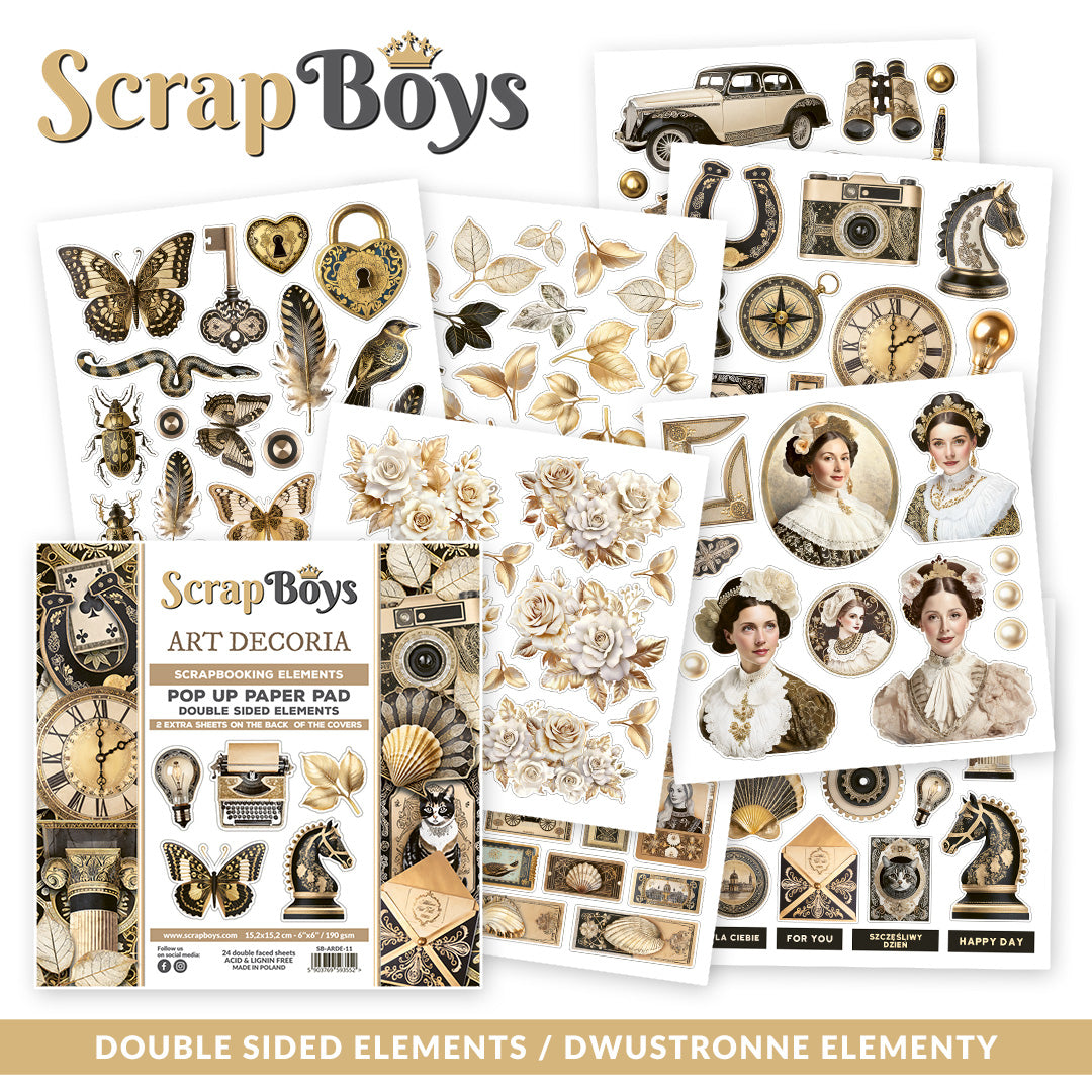 Block de papeles 6x6" Scrap Boys Pop Up con recortables Art Decoria