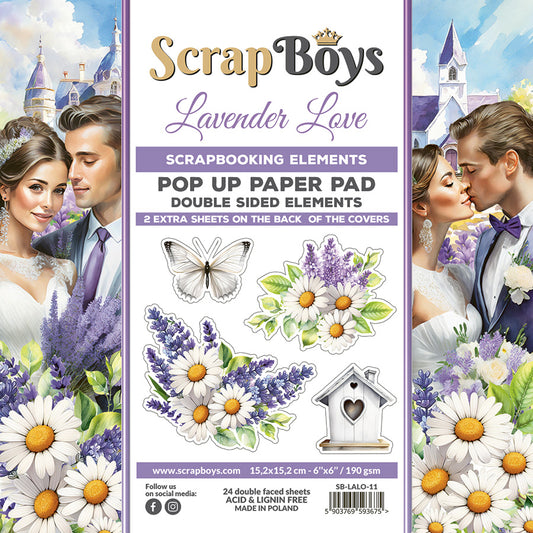 Block de papeles 6x6" Scrap Boys Pop Up con recortables Lavender Love