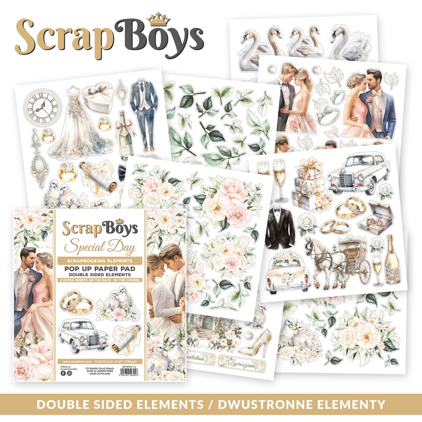 Block de papeles 6x6" Scrap Boys Pop Up con recortables Special Day