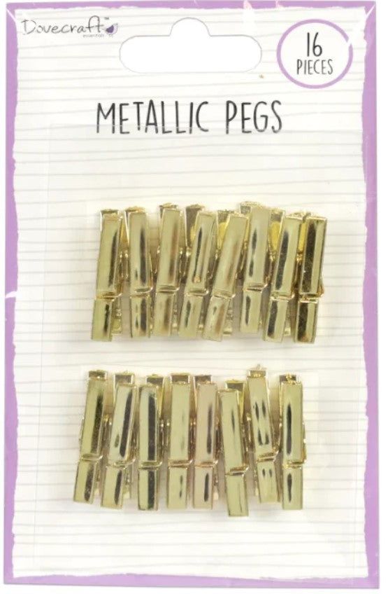 Dovecraft Essentials Metallic Pegs - Gold