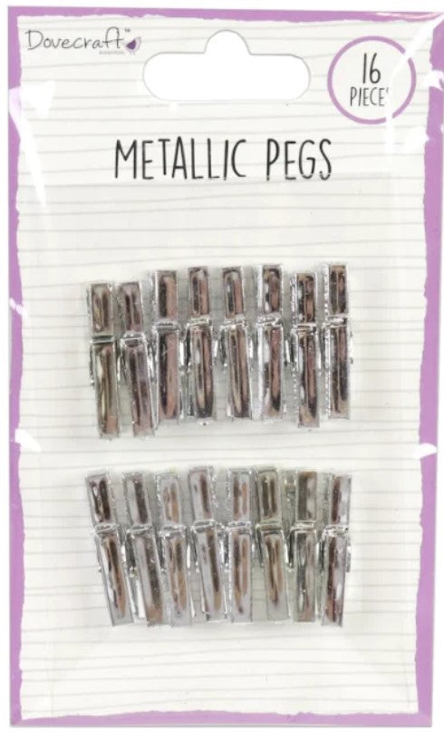Dovecraft Essentials Metallic Pegs - Silver