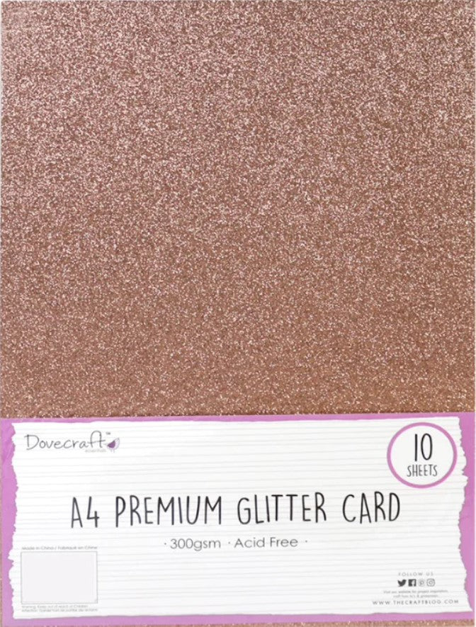 A4 Glitter Card Dark Rose Gold 300gsm 10 Sheets