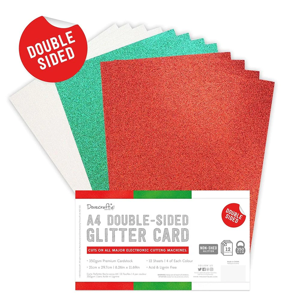 A4 Double Sided Glitter Bumper Pack - 350gsm - 12 Sheets