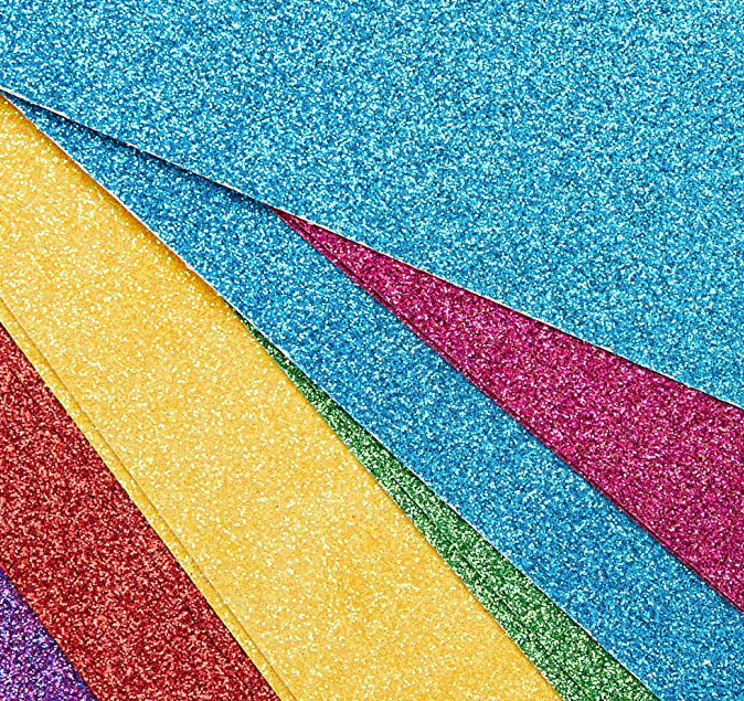 A4 Double Sided Glitter Bumper Pack - Rainbow Bright - 350gsm - 12 Sheets