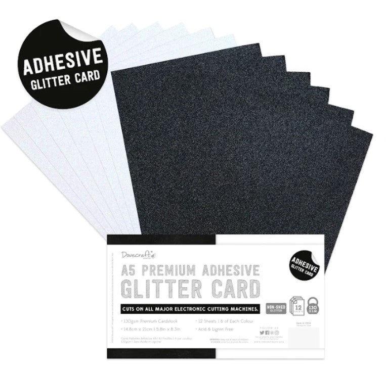 Pad de cartulinas adhesivas con glitter A5 Black & White 12 hojas