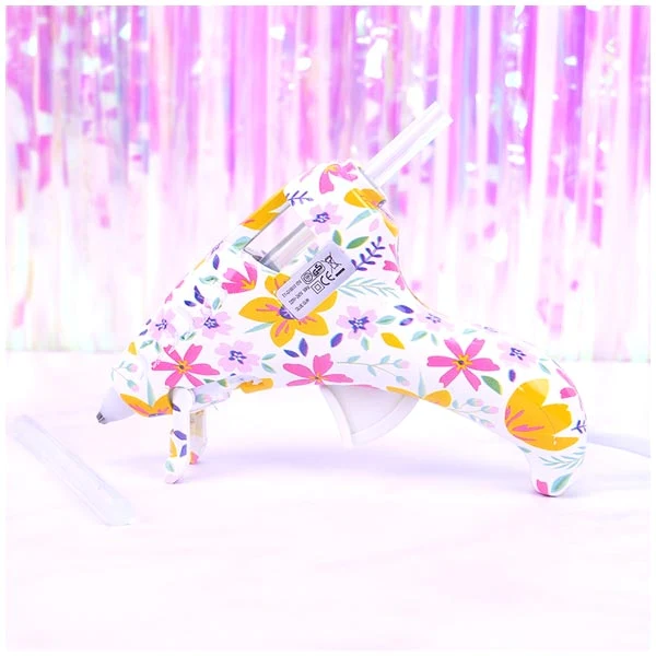 Dot and Dab Patterned Glue Gun - White Floral