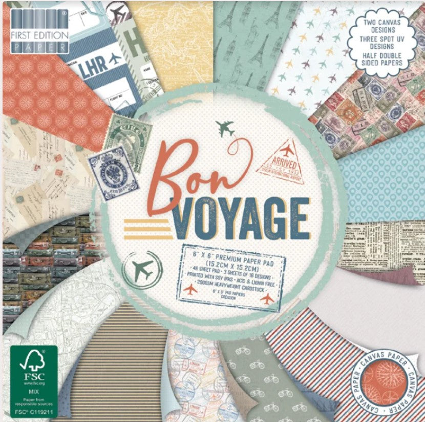 First Edition FSC 6x6 Paper Pad - Bon Voyage