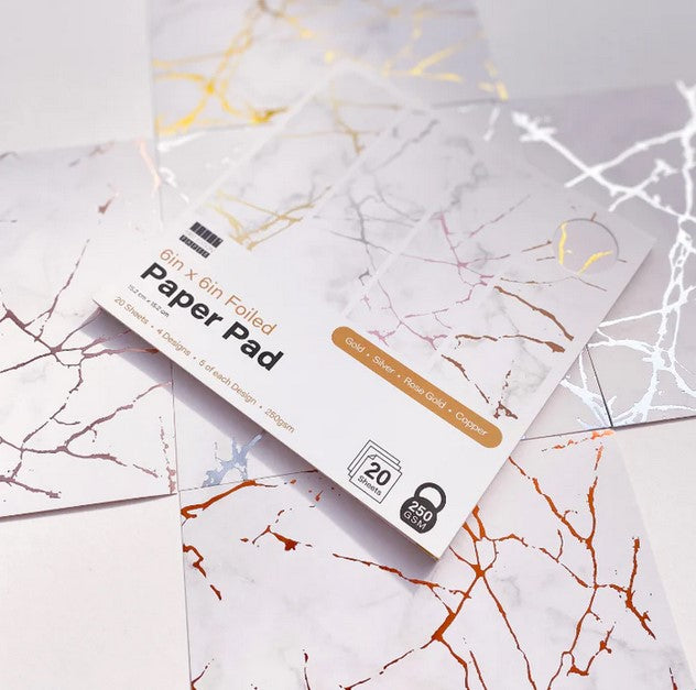 First Edition Pad Premium 6x6" Foiled Paper White Marble