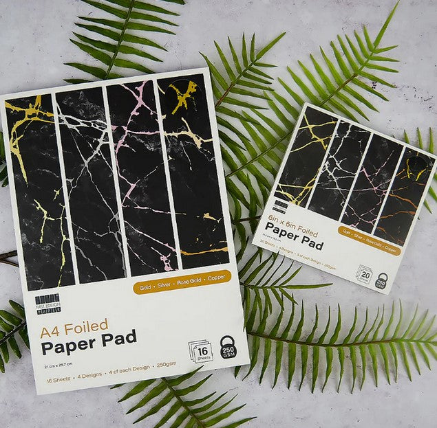 First Edition Pad Premium A4 Foiled Paper Black Marble