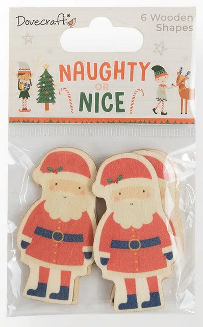 Formas de madera 6 pcs Dovecraft Christmas Naughty or Nice Santas