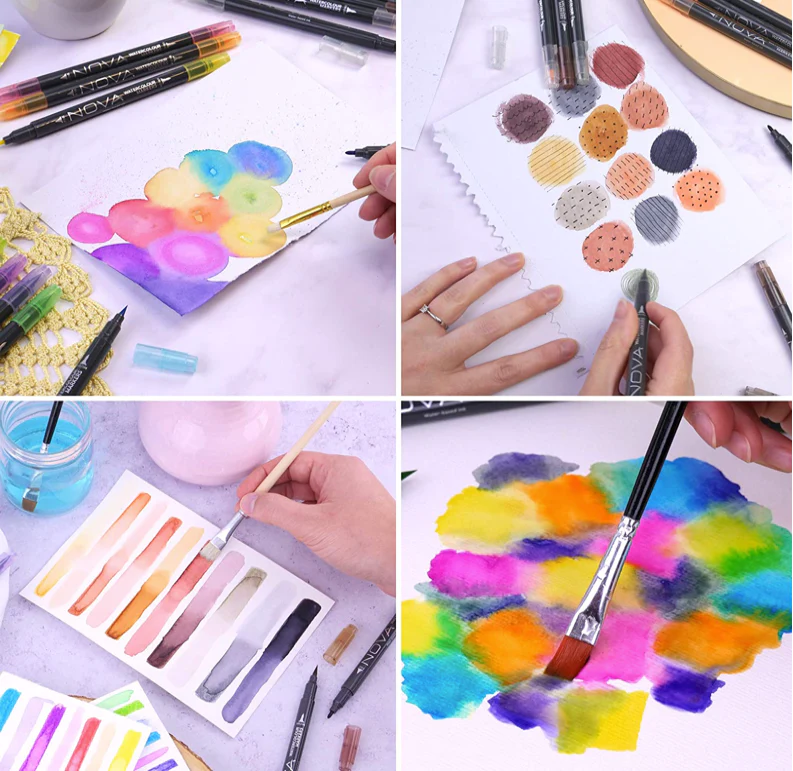 Dual Tip Watercolour Markers - Rainbow - 10pk