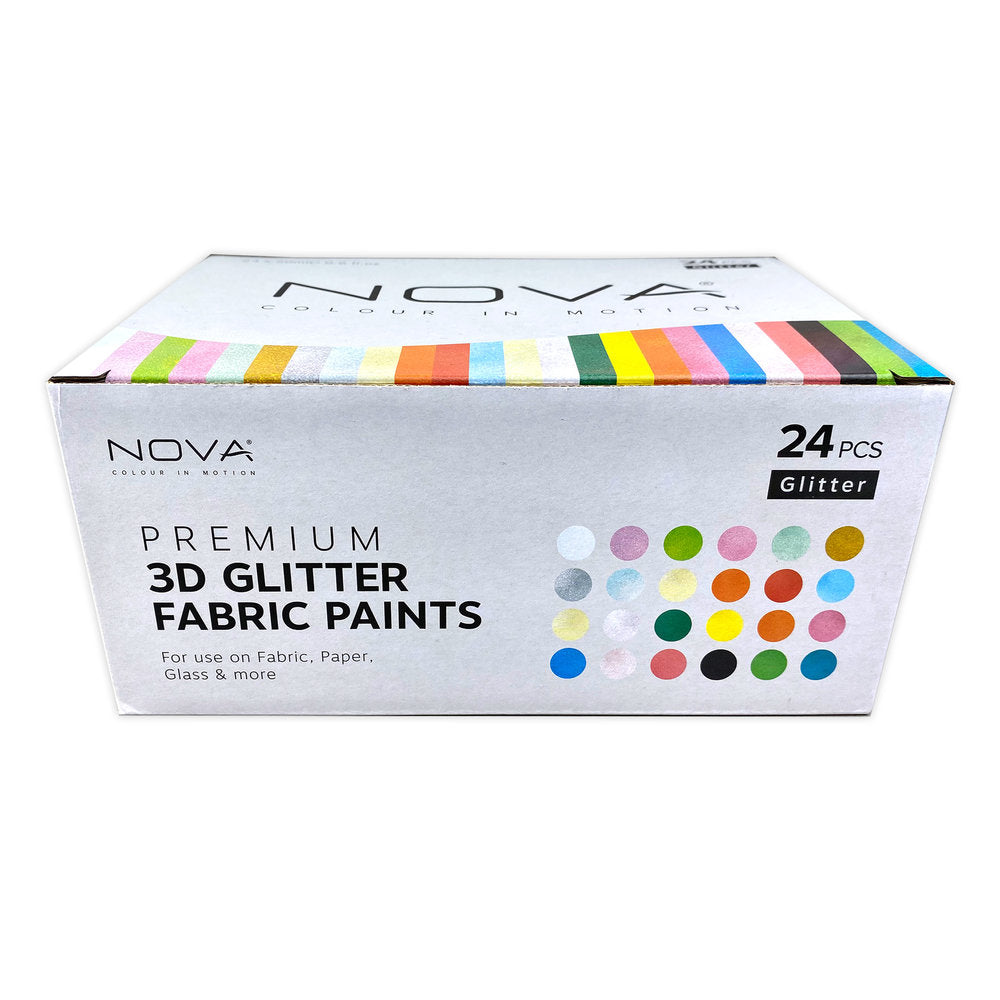 Nova 24 3D Glitter Fabric Paints