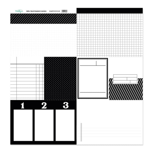 Papel 12x12 de tarjeta blanco y negro Back To Basics