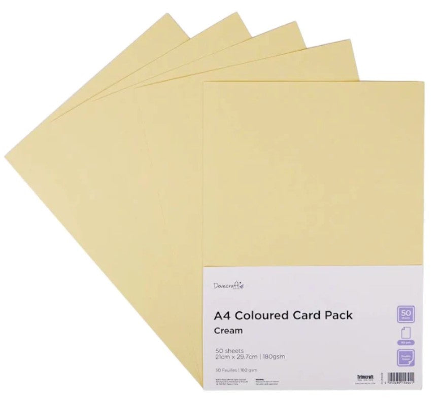Pack de cartulinas lisas Dovecraft A4 50 hojas Cream