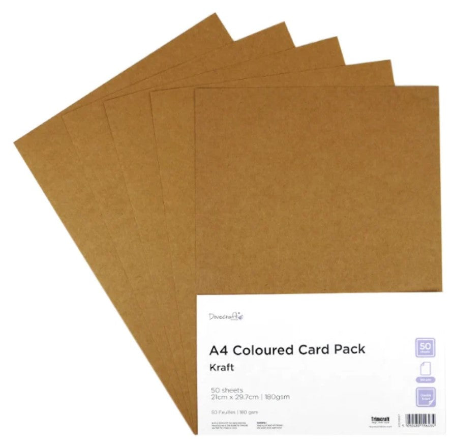 Pack de cartulinas lisas Dovecraft A4 50 hojas Kraft