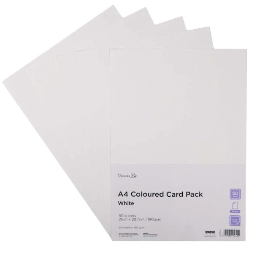 Pack de cartulinas lisas Dovecraft A4 50 hojas White – CraftersB2B