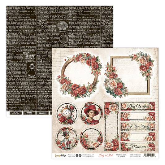 Papel Scrap Boys 12x12" Lady in Red 3