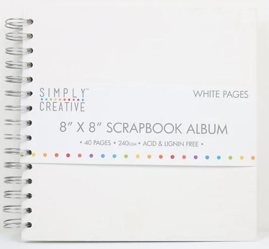 Scrapbook Álbum espiral 8x8" White 40 pages