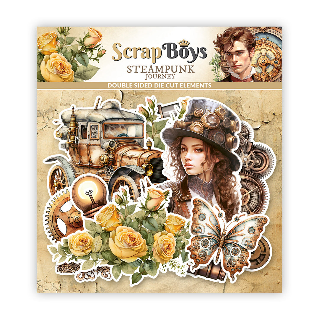 Set de die cuts Scrap Boys colección Steampunk Journey 43 pcs