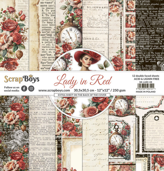 Set de papeles Scrap Boys 12x12" Lady in Red