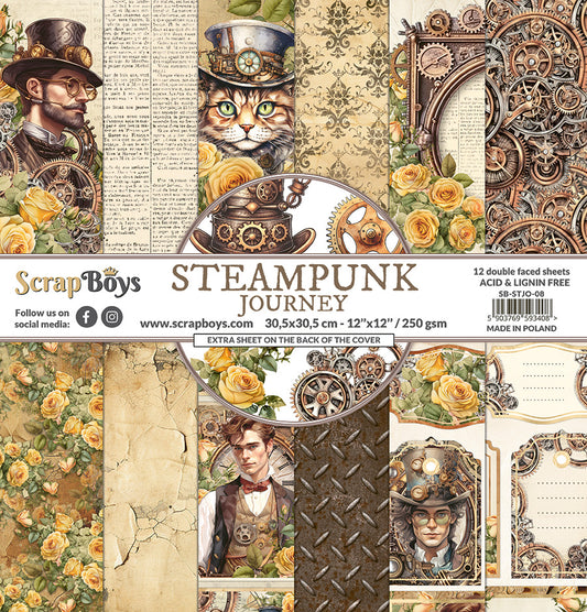 Set de papeles Scrap Boys 12x12" Steampunk Journey