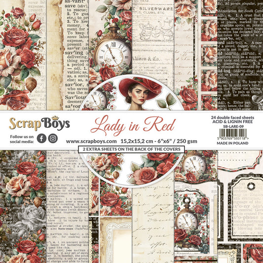 Set de papeles Scrap Boys 6x6" Lady in Red