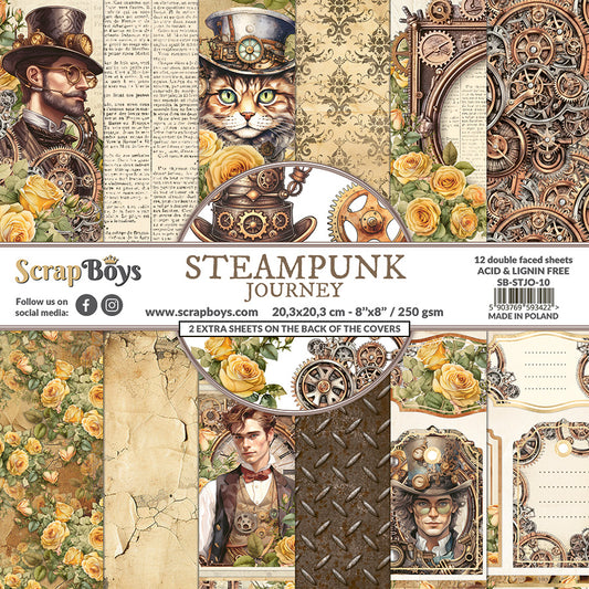 Set de papeles Scrap Boys 8x8" Steampunk Journey