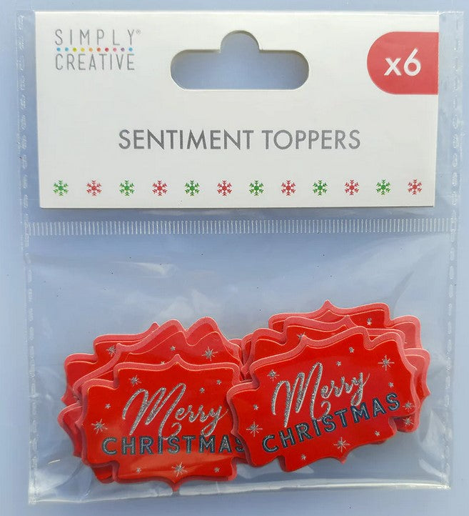 Simply Creative Christmas Basics Sentiment Card 3D Toppers 6 pcs