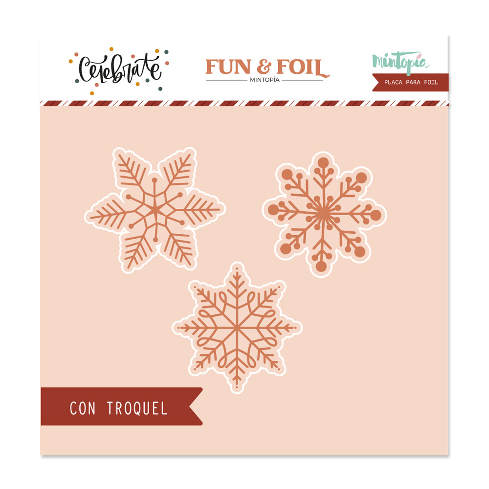 Placa y troquel Hot Foil&Fun Snowflakes CELEBRATE