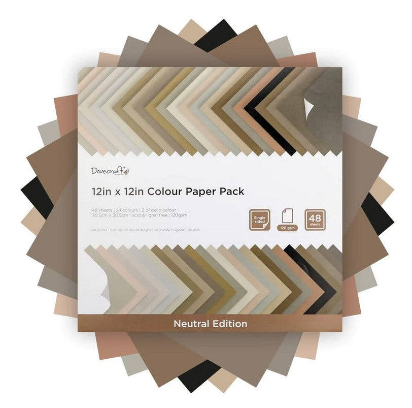 Value Pack Dovecraft papeles surtidos Neutral Edition 12x12" 24 colores 48 hojas