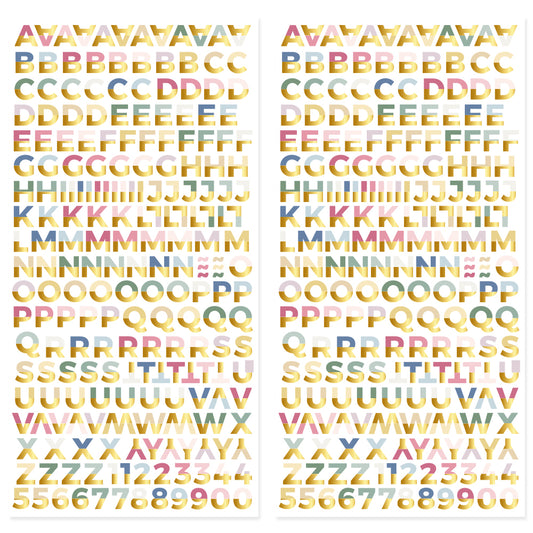 Alfabeto chipboard con foil Pétalos